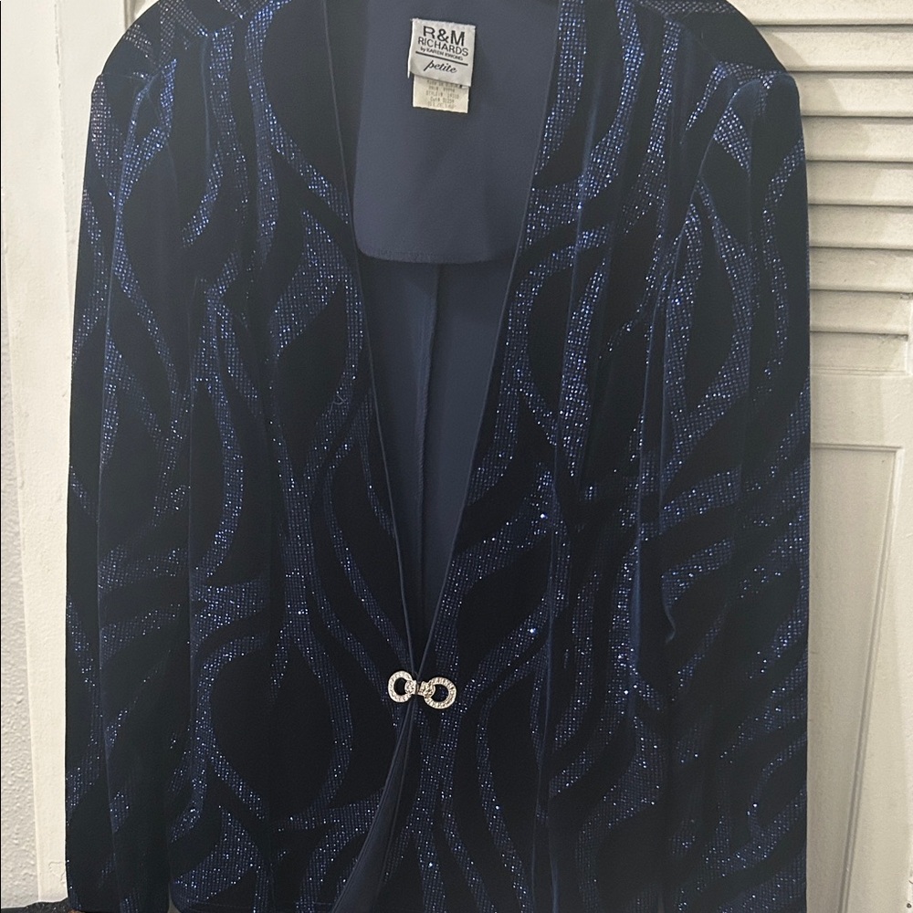 R&M Richards Women's Navy Blazer with Sparkling Detail
